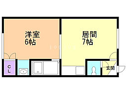 ハイムカトレア 1DKの間取図画像