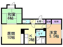 バンブー10 2LDKの間取図画像