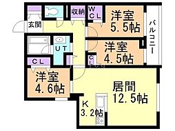 SーRESIDENCE東札幌bling 3LDKの間取図画像