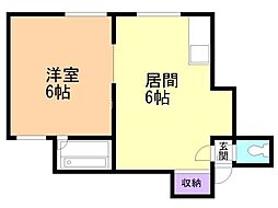 サン・コート 1DKの間取図画像