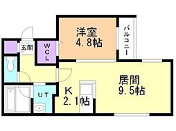 札幌市白石区菊水五条2丁目マンション 1LDKの間取図画像