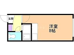 トレジャー菊水 ワンルームの間取図画像
