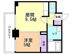 メディカル・コート東札幌 1LDKの間取図画像
