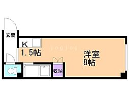 カロッツェリア菊水 ワンルームの間取図画像