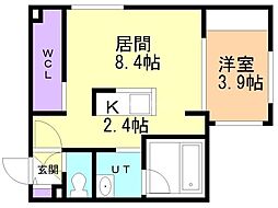 クレアール東札幌 1LDKの間取図画像