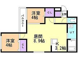 ブランシャールエレガンス 2LDKの間取図画像
