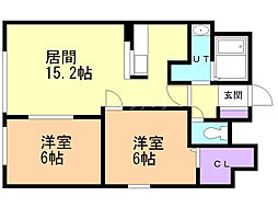 FLAT:T/G 2LDKの間取図画像