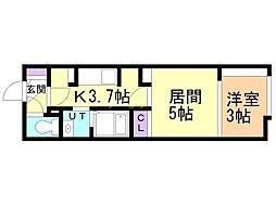 W33 1LDKの間取図画像