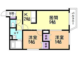 クラリス菊水2 2LDKの間取図画像