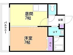 ハイフィールド88 1DKの間取図画像