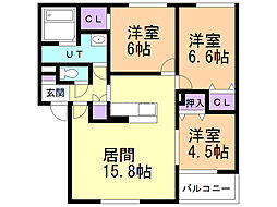 コンフォール平和通り 3LDKの間取図画像