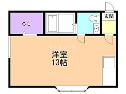 サンピアS18 ワンルームの間取図画像