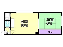 ハイツ山本 1LDKの間取図画像