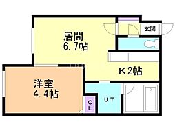 ブランノワール本郷通 1LDKの間取図画像