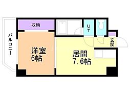 クロスリバー2 1DKの間取図画像