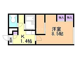 レオパレスブリジャール 1Kの間取図画像