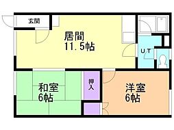 メイプルコート 2LDKの間取図画像