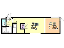 ローヤルハイツ本郷通6 1LDKの間取図画像