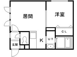 ルミエール本郷通2 1DKの間取図画像