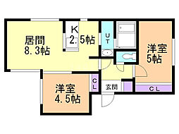 ブラン・シャール東札幌 2LDKの間取図画像