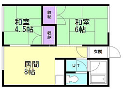 シティハイム栄通 2DKの間取図画像