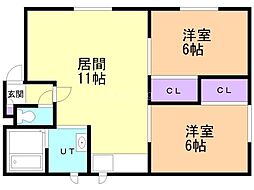 フローレンス平和2 2LDKの間取図画像