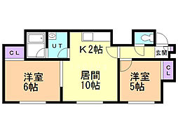 ブリリアントライフ 2DKの間取図画像