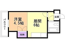 藤井ビル菊水1 1DKの間取図画像