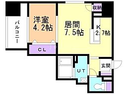 REGALO菊水二条 1LDKの間取図画像