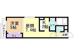 フェリオ南郷通 1LDKの間取図画像