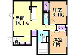 D-room東札幌 2LDKの間取図画像
