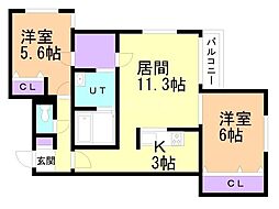 COLORESW. 2LDKの間取図画像