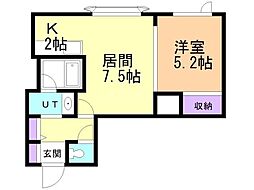 フォーサイト南郷 1LDKの間取図画像