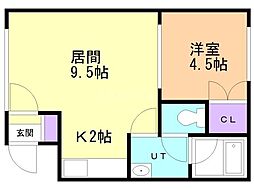 ヒルクレスト栄通 1LDKの間取図画像