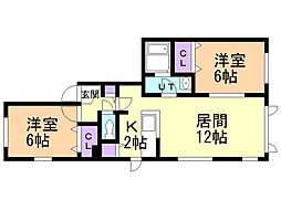 Well-Court 2LDKの間取図画像