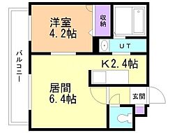グランドサクセス東札幌 1LDKの間取図画像