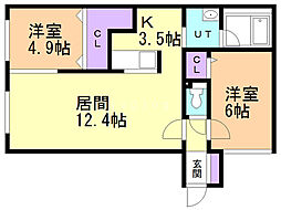 ロサ・グラウクス 2LDKの間取図画像