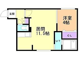 札幌市白石区菊水三条4丁目マンション 1LDKの間取図画像