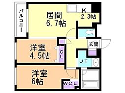 LiveCasa白石 2LDKの間取図画像