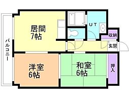 前田ビル 2DKの間取図画像