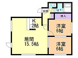 M・Jアームス 2LDKの間取図画像