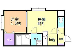 ラ・ホワイエ 1DKの間取図画像
