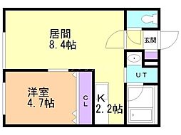 ティファーレ白石 1LDKの間取図画像