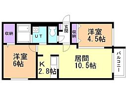 LIBERTYCOURT 2LDKの間取図画像