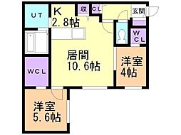 札幌市白石区菊水一条4丁目マンション 2LDKの間取図画像