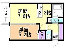 Gloir平和通 1LDKの間取図画像