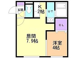 LUNACLARISKIKUSUI 1LDKの間取図画像
