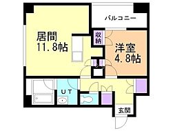 ラフィネタワー札幌南3条 1LDKの間取図画像