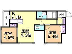 ミカエルアルファ5 2LDKの間取図画像