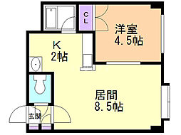 セントポーリア六番館 1LDKの間取図画像